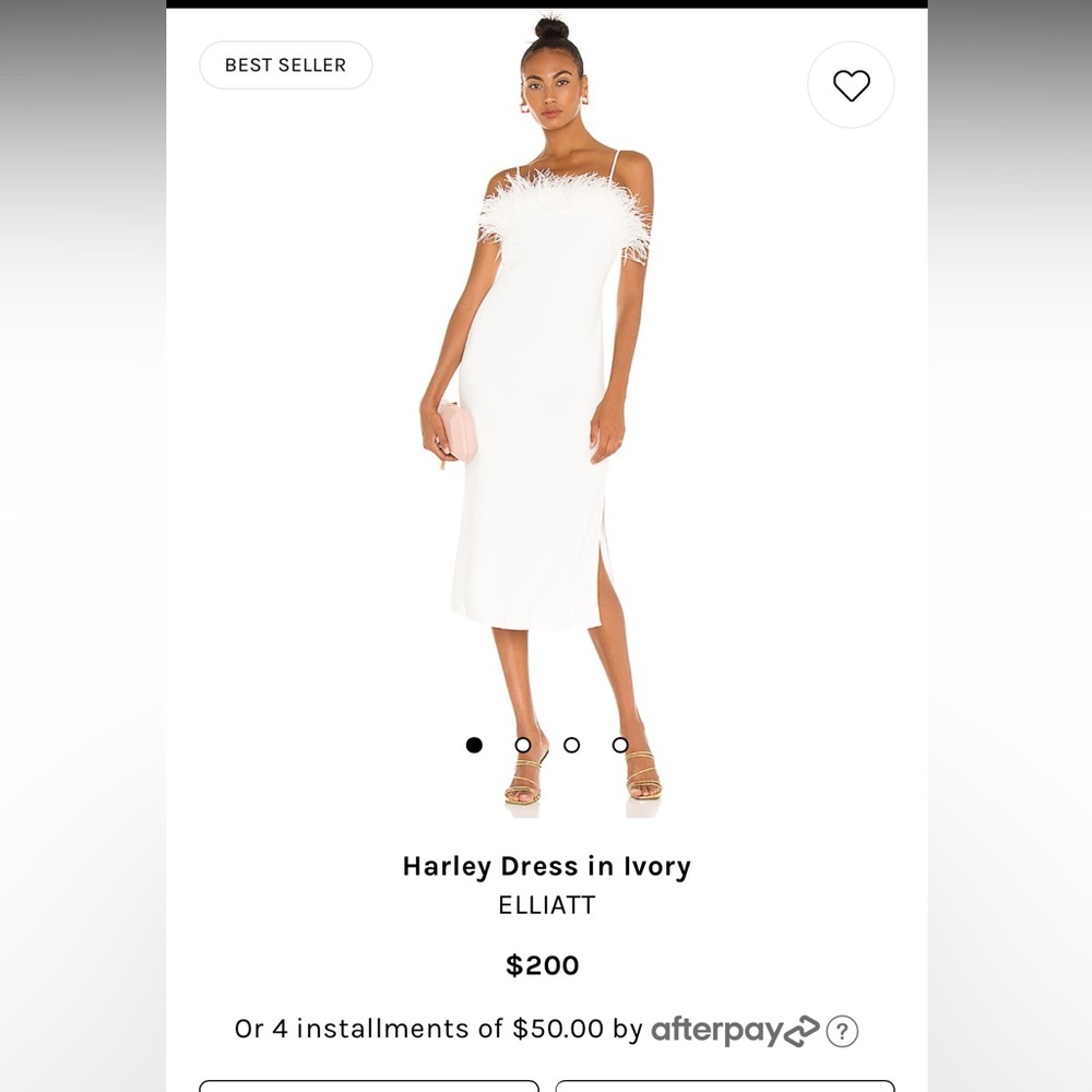 ELLIATT Ivory Dress with Feathers
